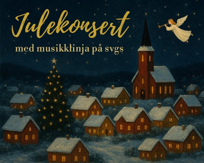 Logo med teksten julekonsert med Musikklinja SVGS