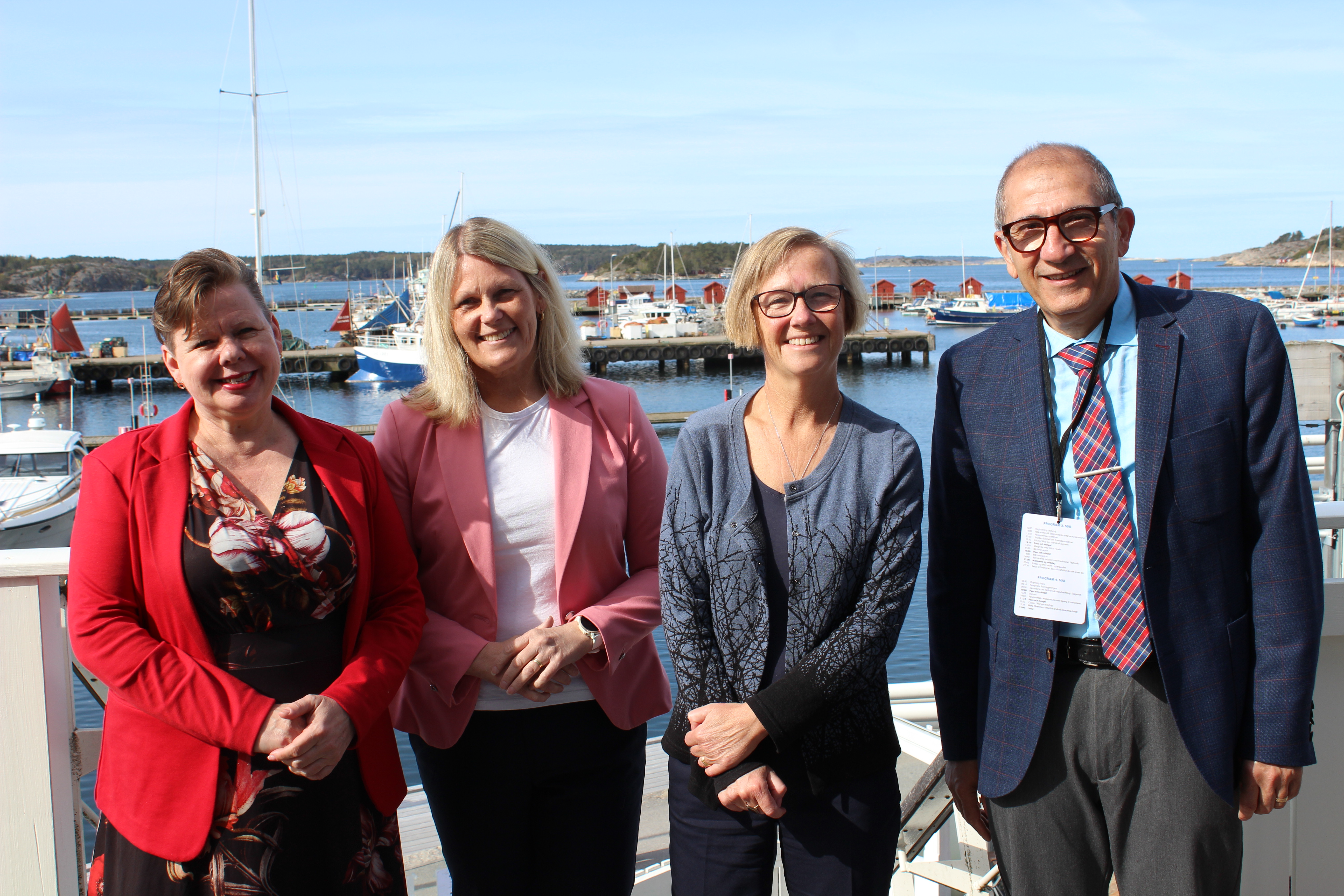 Bilde av Siv Henriette Jacobsen, fylkesrådsleder, Viken fylkeskommune, Tone Berge Hansen, leder av hovedutvalg for næring og reiseliv, Vestfold og Telemark fylkeskommune, Kristina Jonäng, ordförande regionutvecklingsnämnden, Västra Götalansregionen, Bijan Zainali, vice ordførande i regionutvecklingsnämnden, Västra Götalandsregionen.