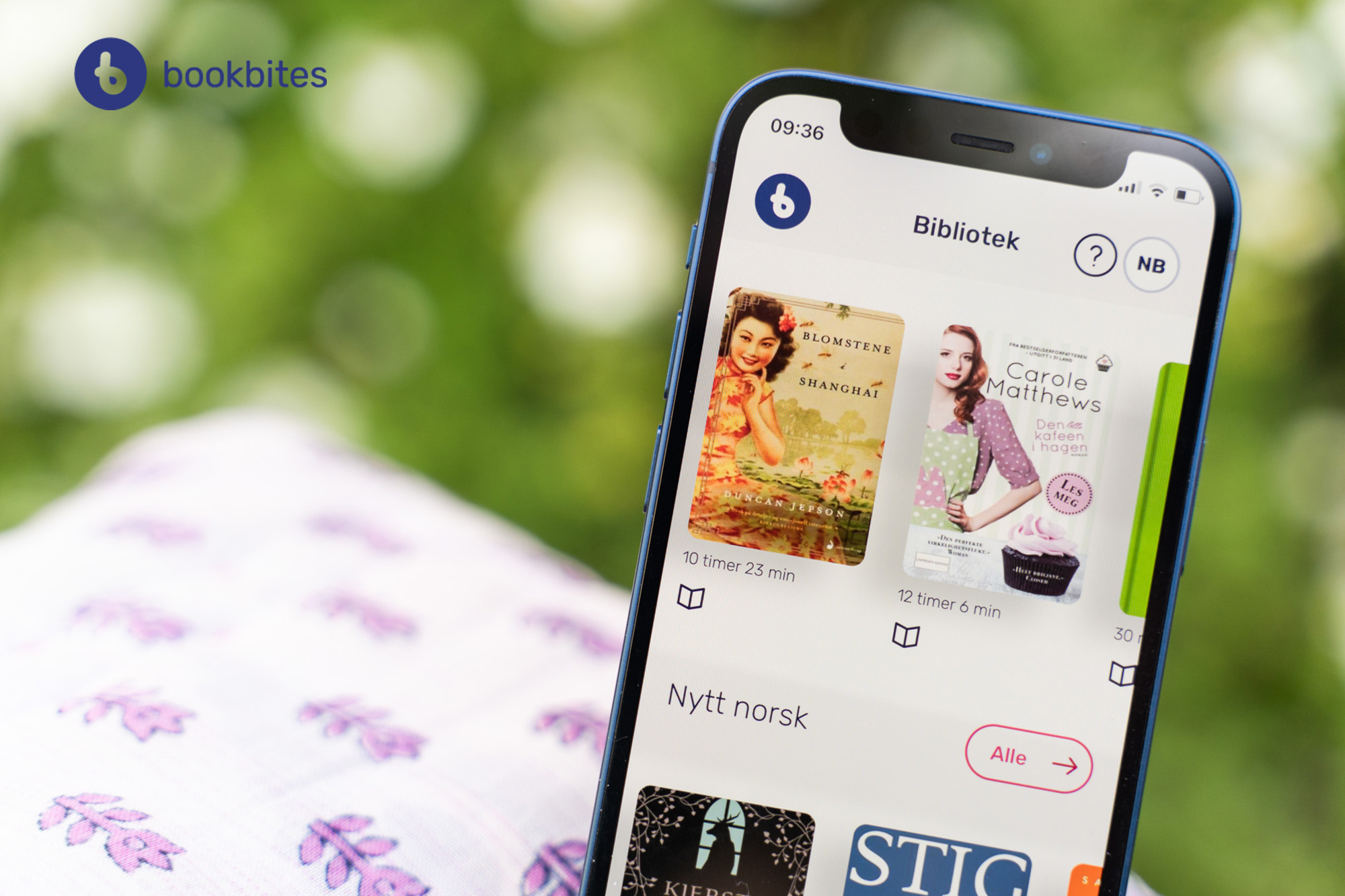 BookBites på telefonskjerm