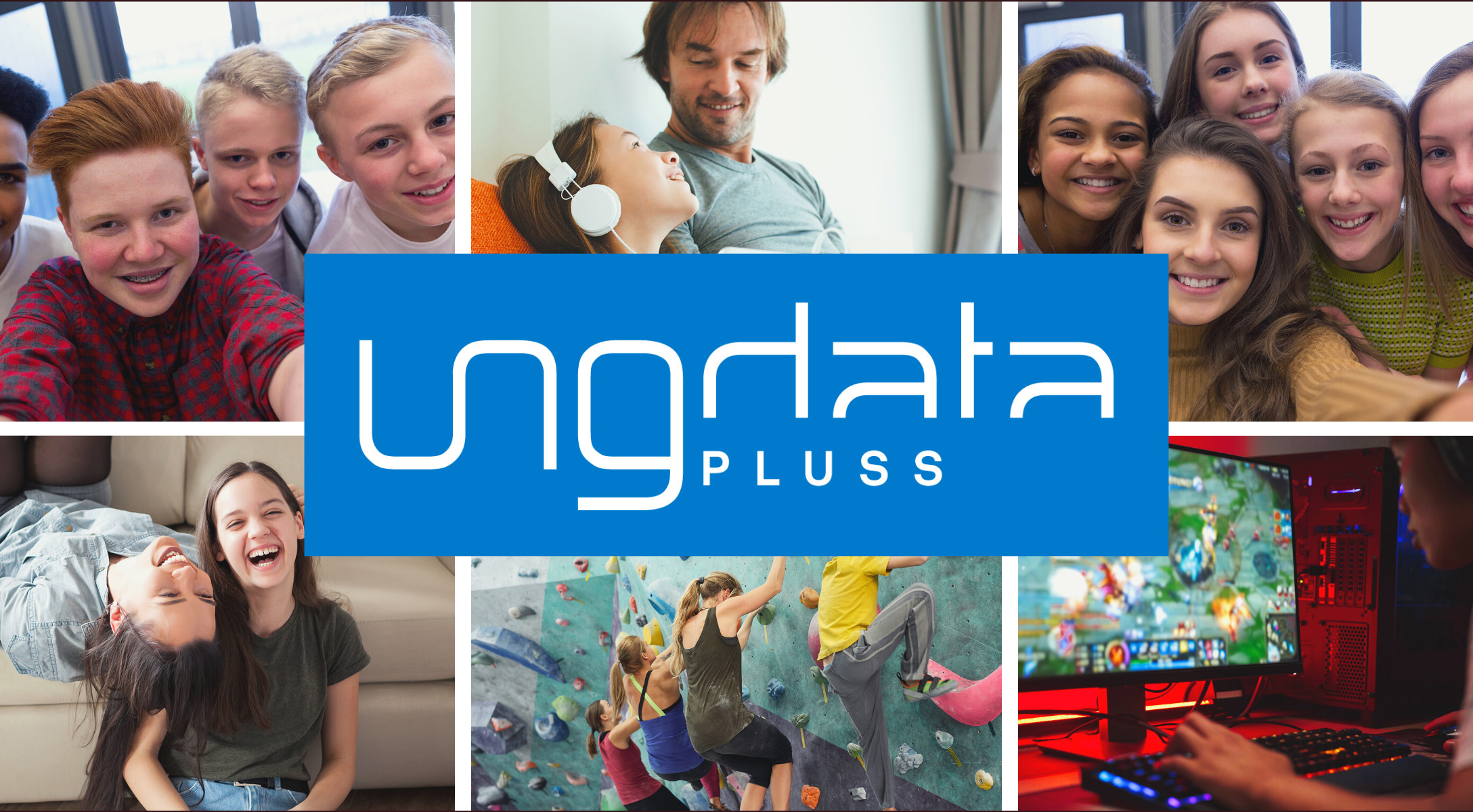 Collage av bilder av barn og ungdom - forsiden til Undata pluss rapporten