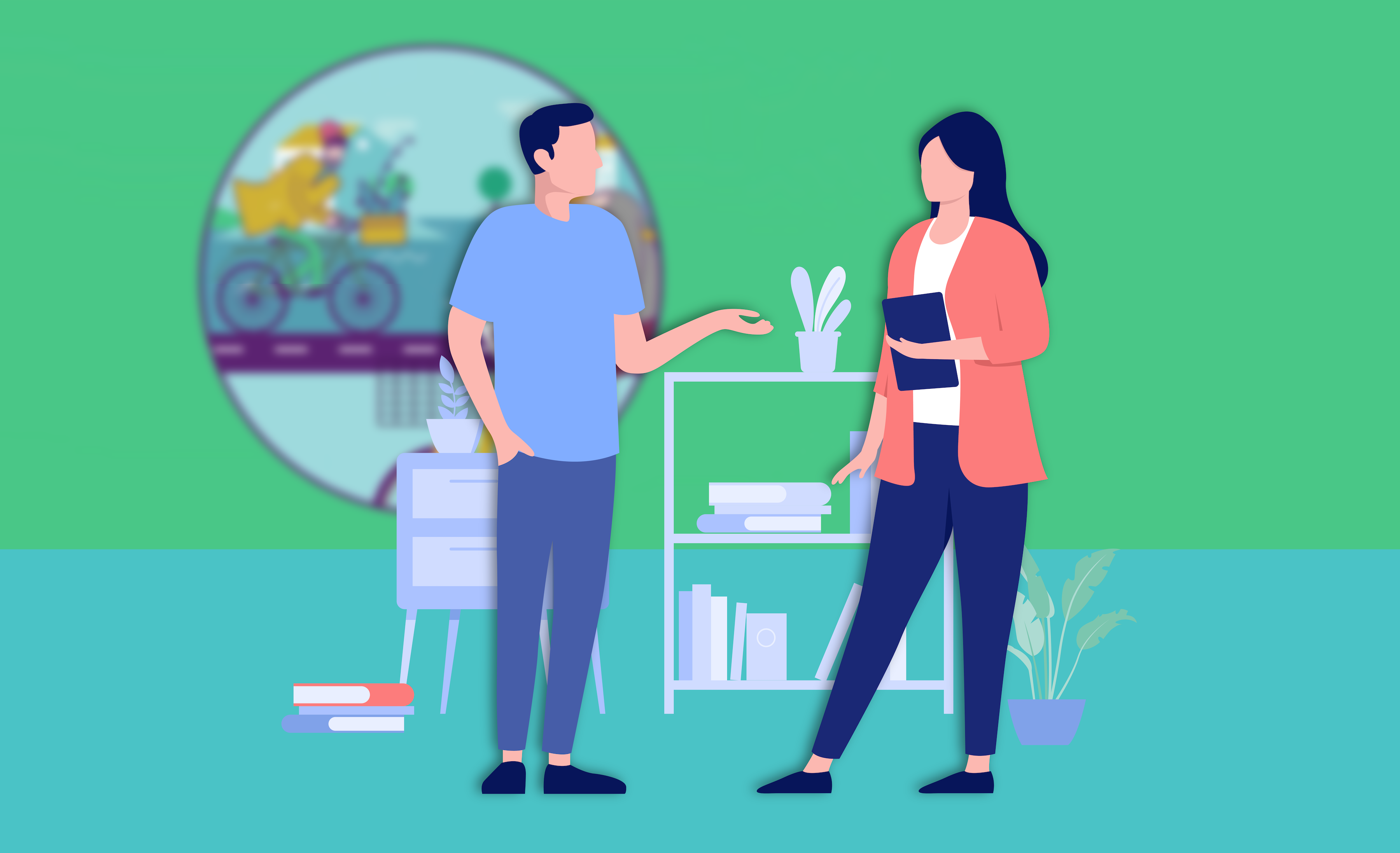 Tegnet Illustrasjon av to personer som forhandler pris