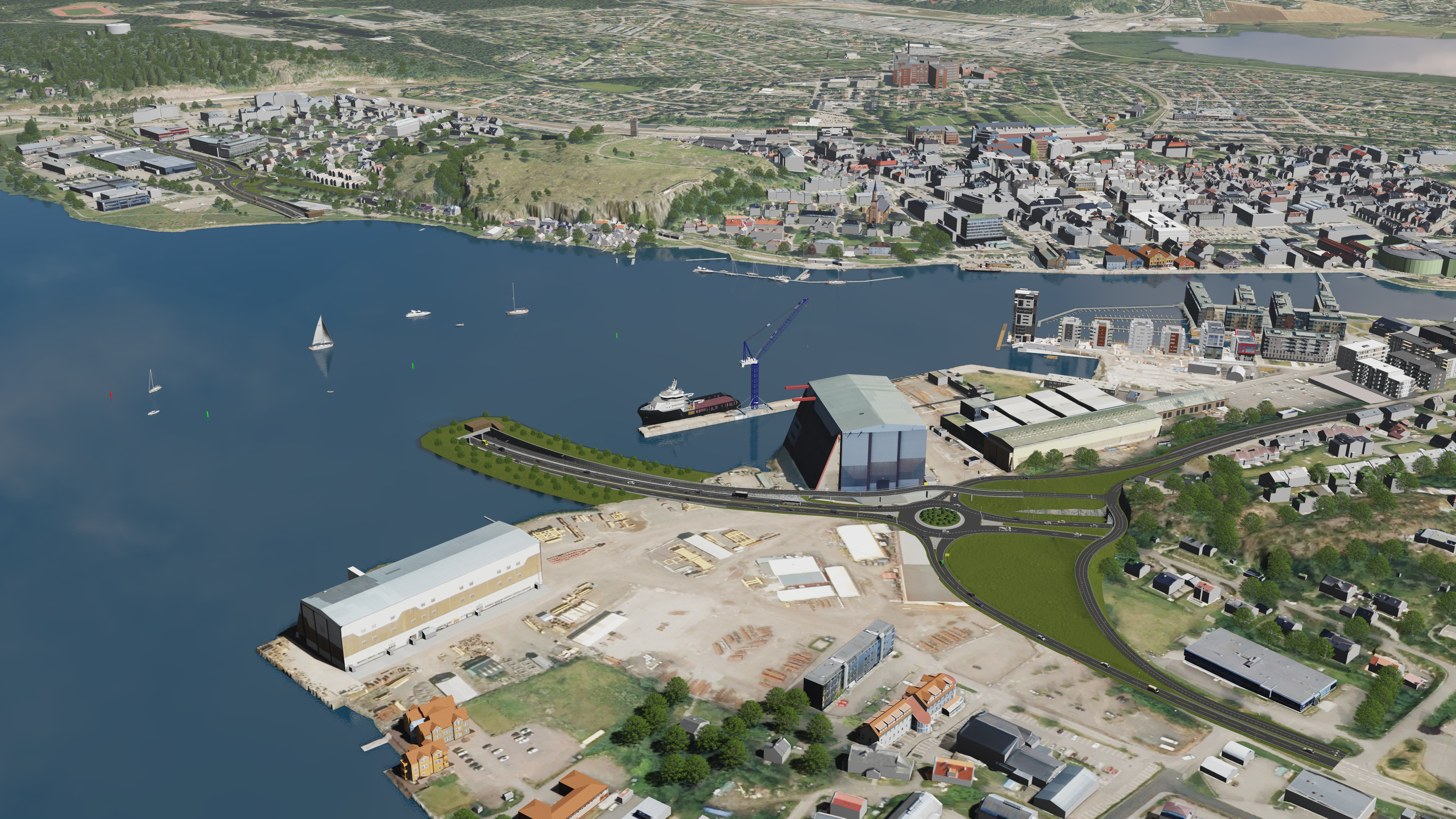 Illustrasjon av hvordan senketunnelen fra Kaldnes til Korten kan bli seende ut.