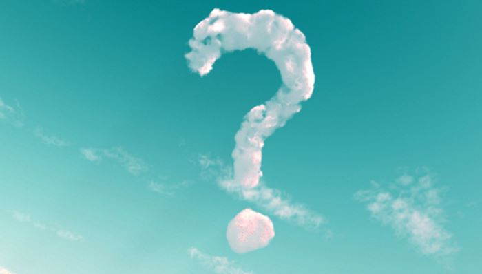 Bilde av en sky formet som et spørsmålstegn