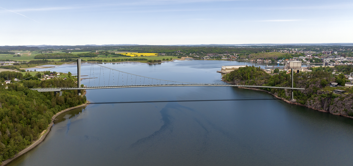 Skisse av den nye brua over Vestfjorden mellom Nøtterøy og Vear - Fastlandsforbindelsen
