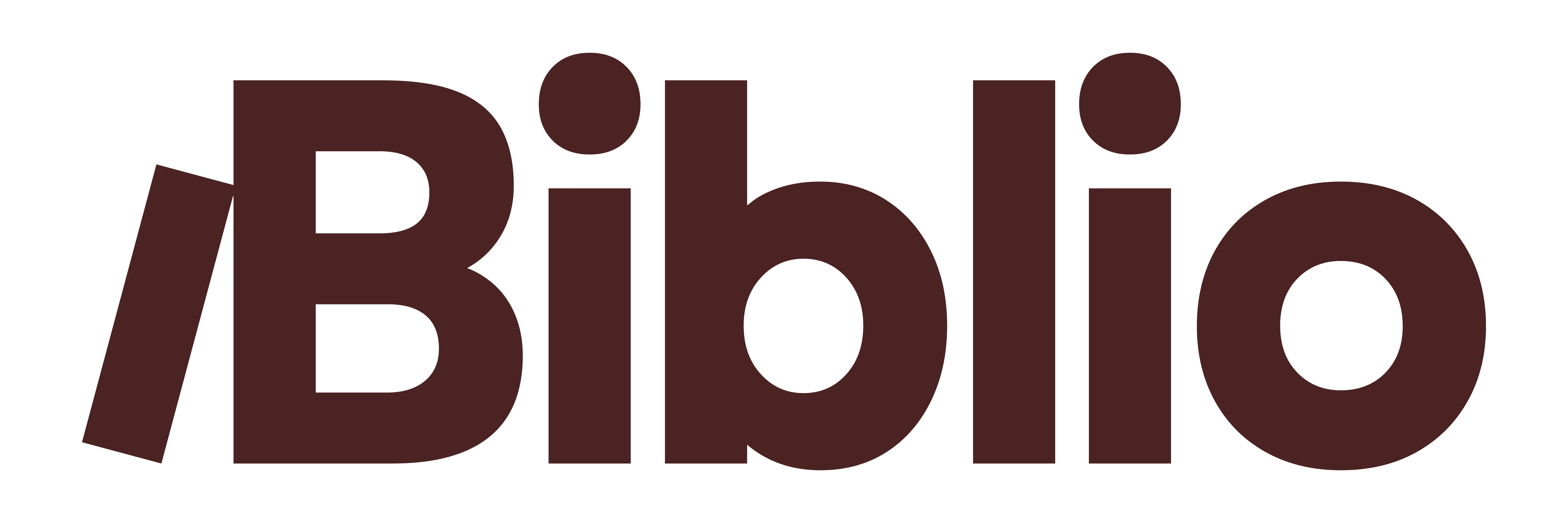 Logo Biblio brun skrift på hvit bakgrunn