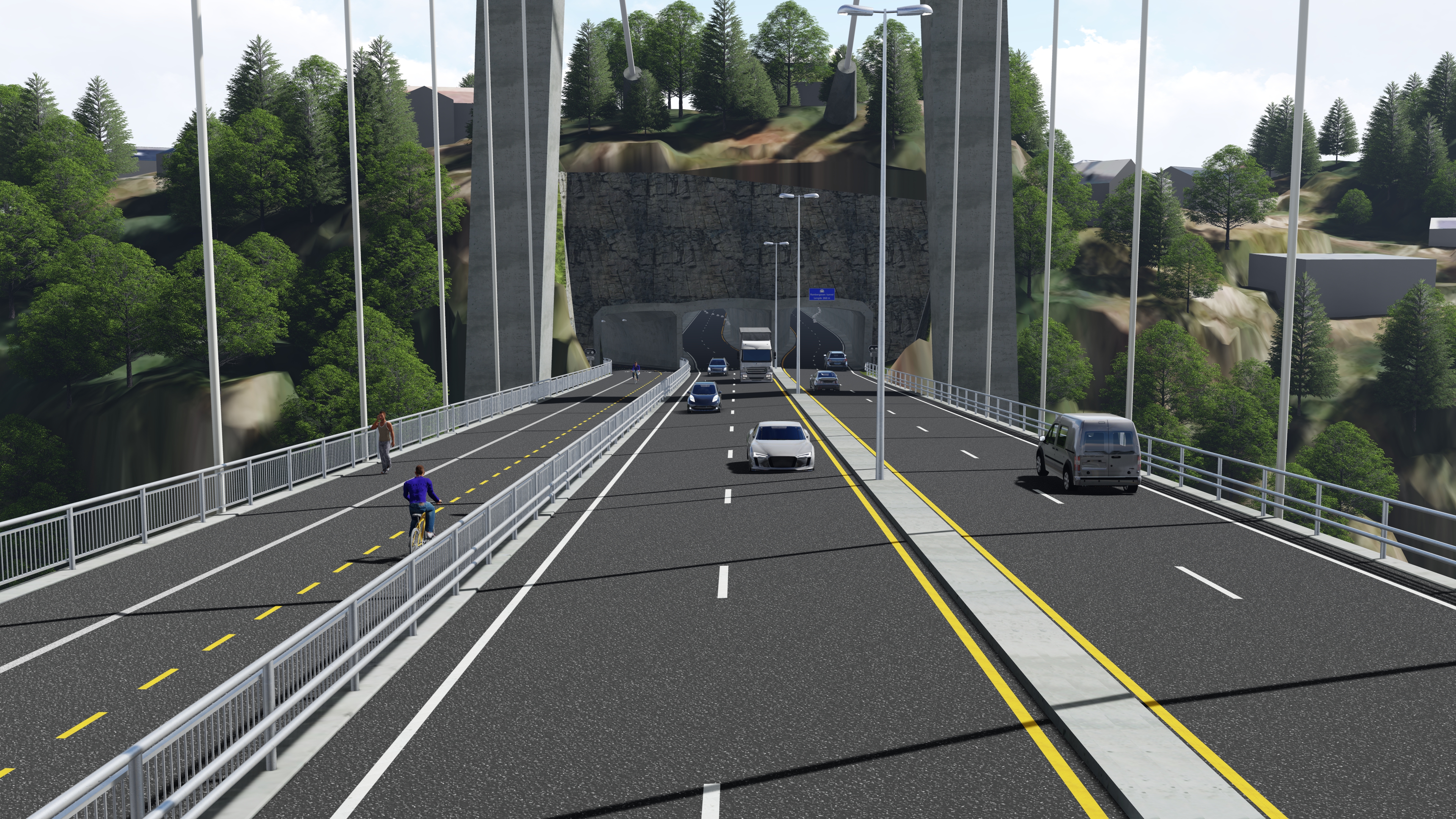 Illustrasjon av en tenkt broløsning fra Smørberg til Ramberg laget av Statens vegvesen